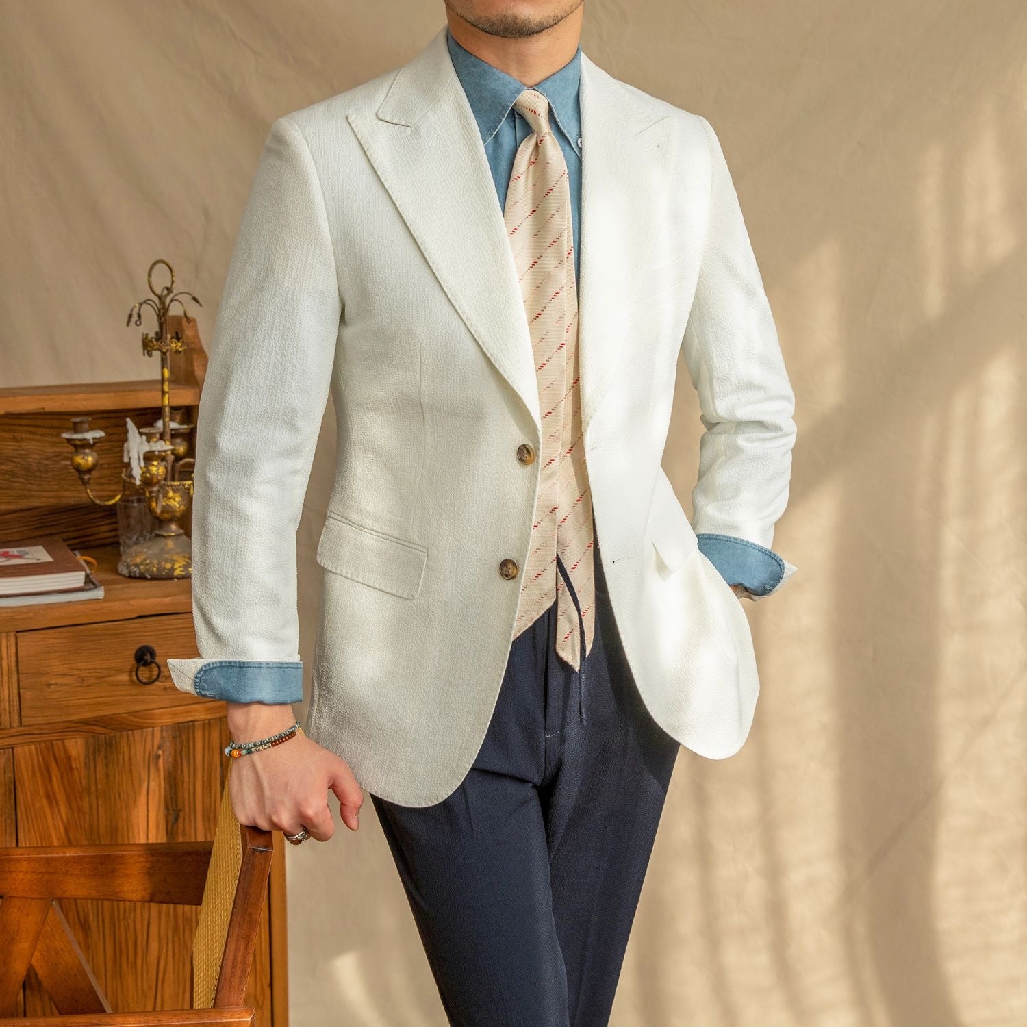 Luxe Navy And White Edition Blazer
